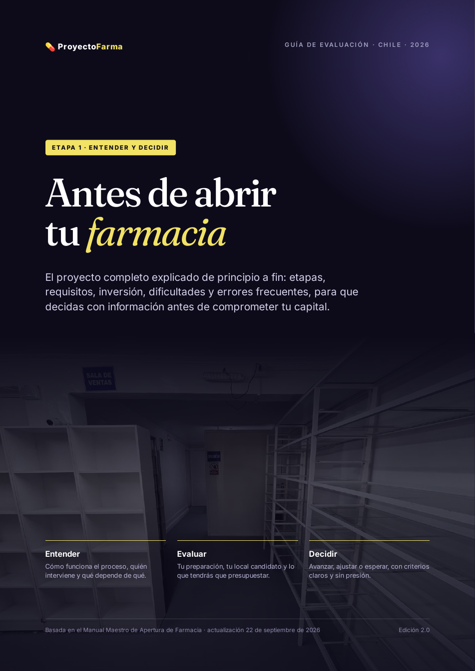 Portada real de Antes de abrir tu farmacia, la guía PDF de ProyectoFarma